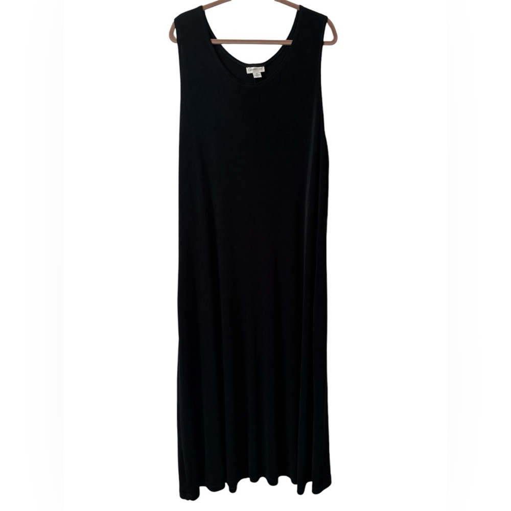 Coldwater Creek 3x Black Acetate Slinky Sleeveless Maxi Dress Travel Stretch
